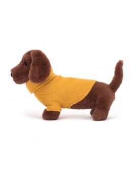 Jellycat knuffel hond teckel Sweater Sausage Dog Yellow - Uit collectie