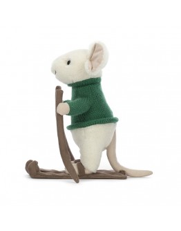 Jellycat Kerst knuffel Merry Mouse Skiing Christmas