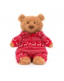 Jellycat Kerst knuffel Bartholomew Bear Winter Pyjamas