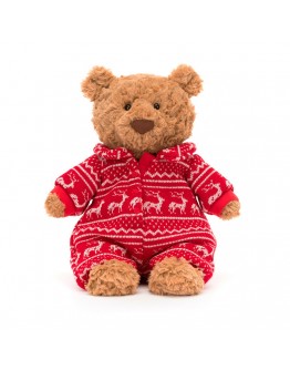 Jellycat Kerst knuffel Bartholomew Bear Winter Pyjamas