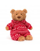 Jellycat Kerst knuffel Bartholomew Bear Winter Pyjamas