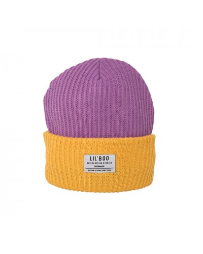 Lil'Boo muts Block Hygge beanie purple-yellow